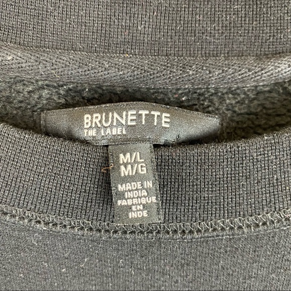 Brunette The Label “Brunette” Crew Neck Sweatshirt Black Size M/L - Picture 5 of 5